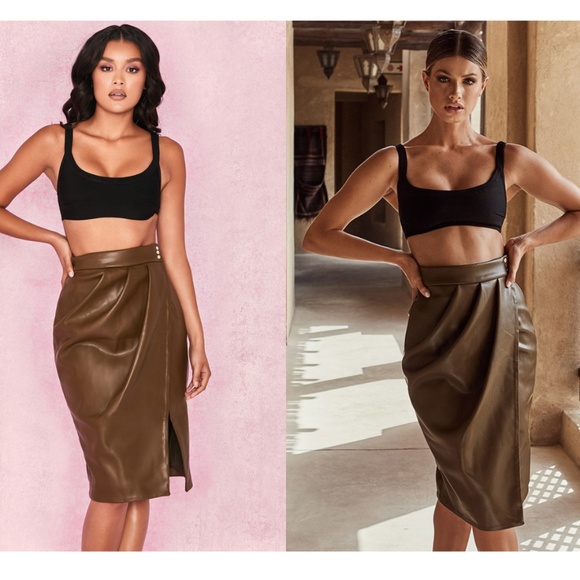 House of CB Dresses & Skirts - House Of CB, 'Laraine' Khaki Vegan Leather Skirt